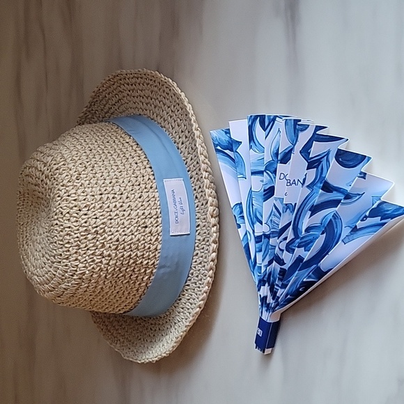 Dolce & Gabbana Light Blue Beach Hat & Patterm Paper Fan main image 8